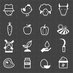 Farm icons and black background