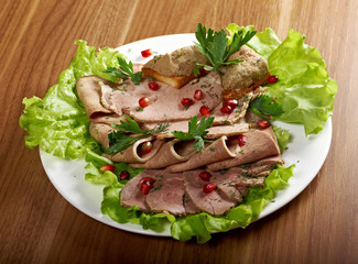 Beautiful sliced meat arrangement