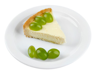 Slice of cheesecake with grape berries