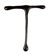 Big letter of alphabet made from chocolate syrup, isolated