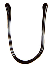 Big letter of alphabet made from chocolate syrup, isolated