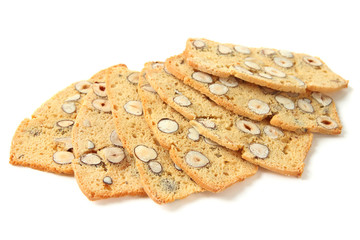 Biscotti with  nuts, isolated on white