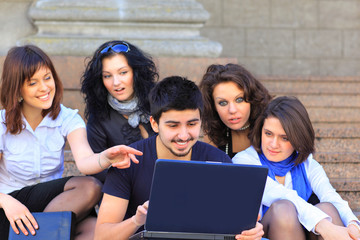 Group of merry students.