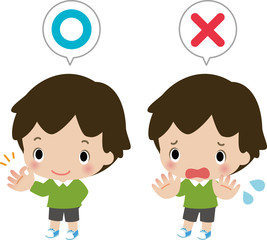 了解、拒否の意思を示す男の子