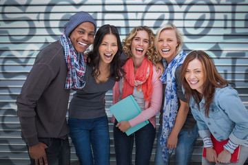 Happy group of friends laughing together