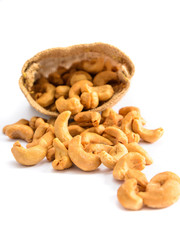 Cashew nuts in a sack