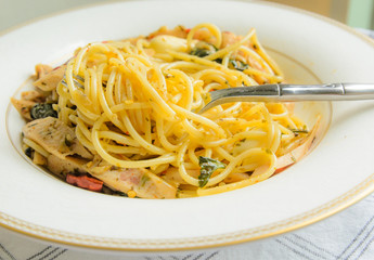 Spaghetti  spicy sausage