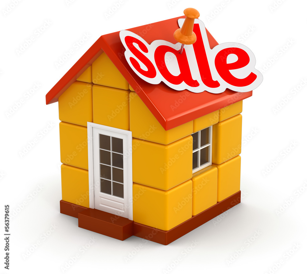 Sticker House and Sale (clipping path included)