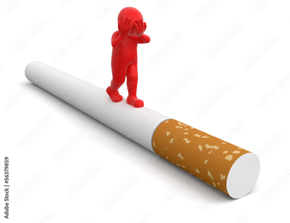 Poster man and cigarette (clipping path included)