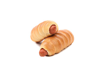 Two sausage buns isolated