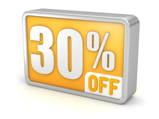 Discount 30% sale 3d icon on white background