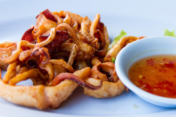 Dried squid fried.and sauce