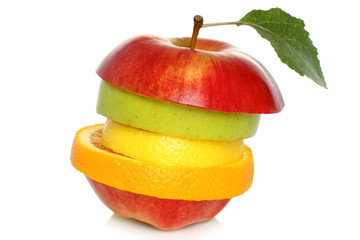 Mixed fruit on a white background .