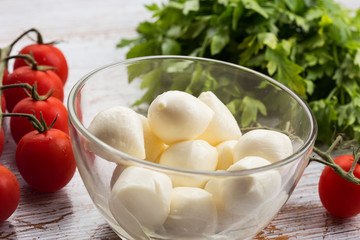 Mozzarella cheese and tomato