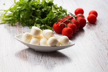 Mozzarella cheese and tomato