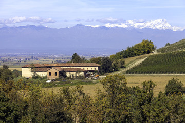 Naklejka premium Monferrato early fall panorama color image