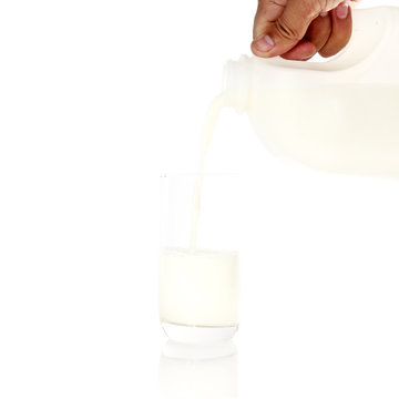 Glass of milk on white  background