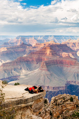 Unidentified person look at the Grand Canyon