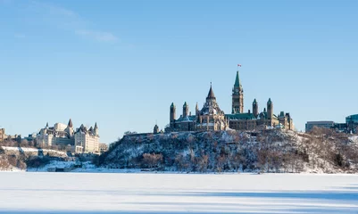 Keuken spatwand met foto Parliament Hill in de winter in Ottawa, Ontario, Canada © malkolm