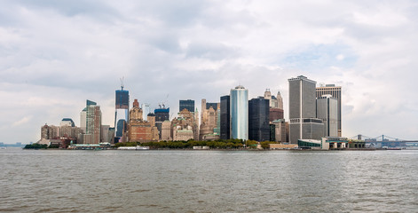 View of the south of Manhattan under the cloudy sky