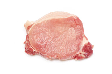 raw pork loin on white background
