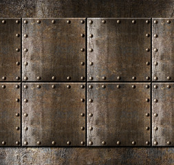metal armour background with rivets