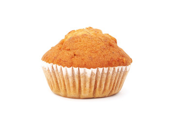 Banana cup cake on white background