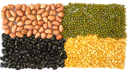 Mix from different beans isolate on white background