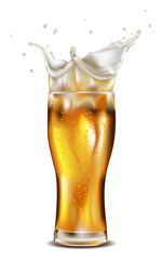 Glass of splashing beer