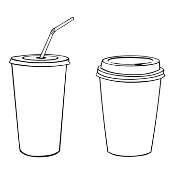 vector silhouettes of plastic cups