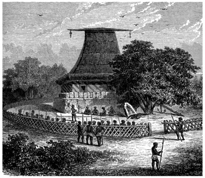 Fidji Islands : Temple & Cannibalism - 19th century