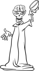 skeleton cartoon for coloring book