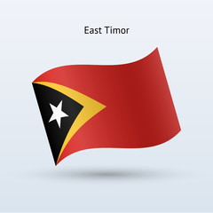 East Timor flag waving form. Vector illustration.