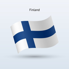 Finland flag waving form. Vector illustration. - 56388450