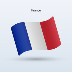 France flag waving form. Vector illustration.