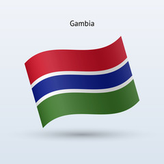 Gambia flag waving form. Vector illustration.