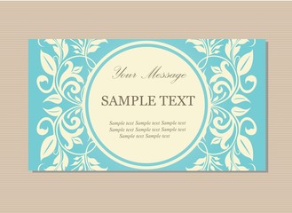 Floral vintage business card, invitation or announcement