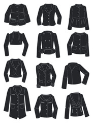 Silhouettes of women's jackets