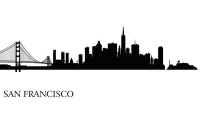Naklejka premium San Francisco panoramę miasta sylwetka tło