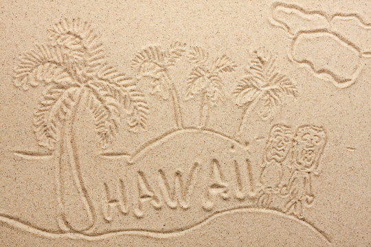 Hawaii handwritten from  sand