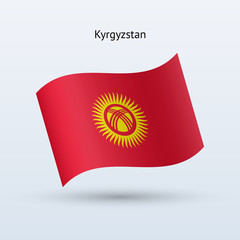 Kyrgyzstan flag waving form. Vector illustration.