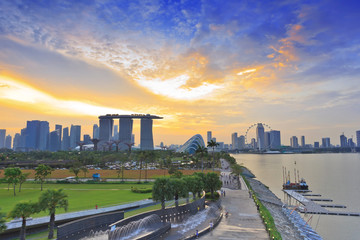 coucher de soleil sur la ville de Singapour