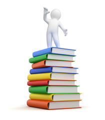 Person and Stack Books