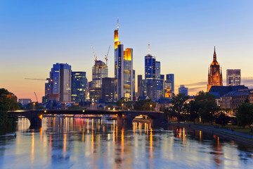 Fototapeta na wymiar Frankfurt city skyline at dusk, Germany