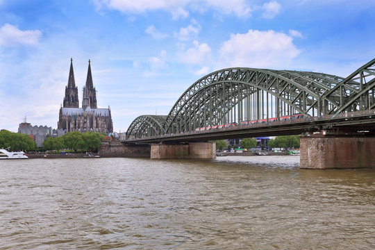 Cologne city and Rhine river, Germany
