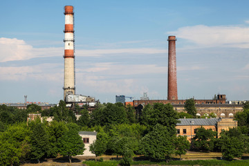 Fototapeta na wymiar Pipes plant in Riga