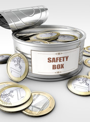 tin can with coins inside