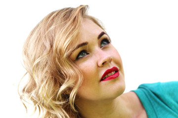 Naklejka premium Blonde girl face