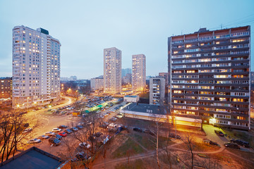 Fototapeta premium Residential district in evening