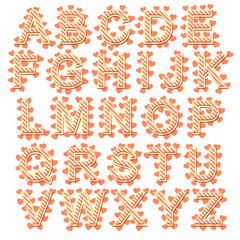 Cute letters with stripes and hearts